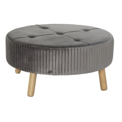 Reposapiés DKD Home Decor 80 x 80 x 38 cm Scandi Gris Madera Terciopelo Gris oscuro Velvet