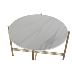 Mesa auxiliar DKD Home Decor Dorado Metal Mármol 65 x 65 x 45 cm