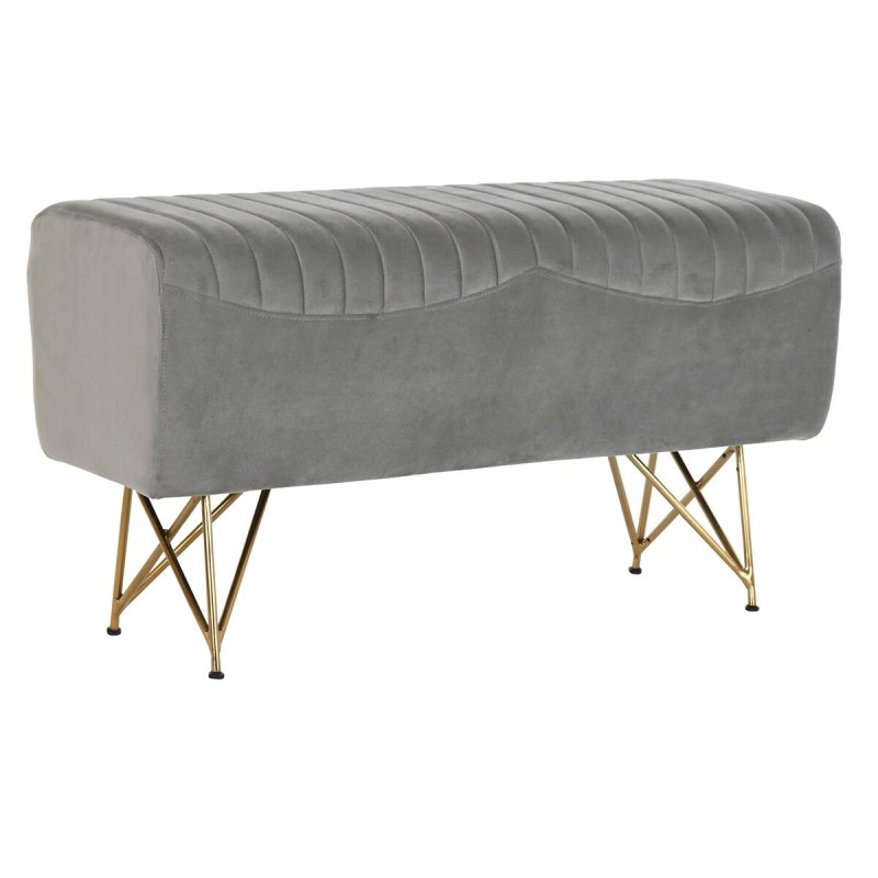 Banqueta DKD Home Decor  90 x 31 x 47 cm Gris Dorado Metal