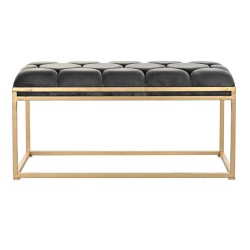 Banqueta DKD Home Decor  Dorado Gris oscuro Poliéster Metal 100 x 40 x 50 cm