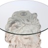 Mesa auxiliar DKD Home Decor León 52 x 44 x 72 cm Cristal Gris Metal Blanco Magnesio