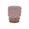 Reposapiés DKD Home Decor 43 x 43 x 51 cm Madera Marrón Rosa claro Macramé Boho