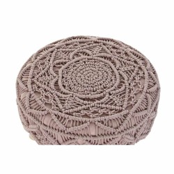 Reposapiés DKD Home Decor Natural Rosa claro Madera Boho Macramé 53 x 53 x 31 cm