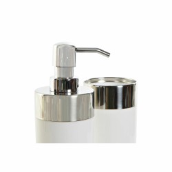 Set de Baño DKD Home Decor Blanco Plateado Aluminio Poliestireno 6,6 x 6,6 x 16,2 cm