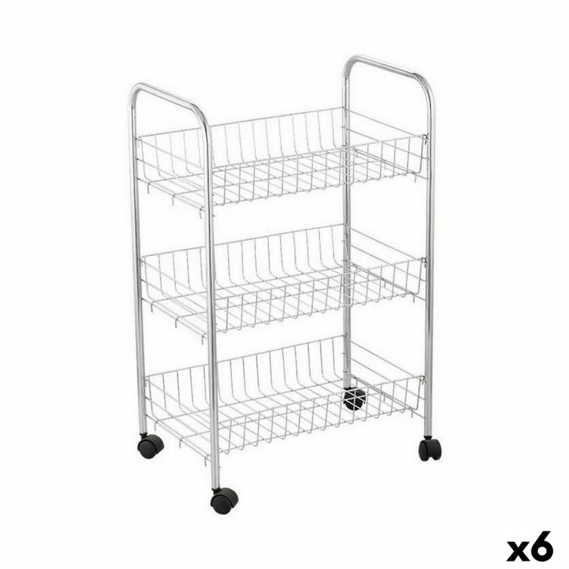 Carrito Verdulero Confortime Plateado Metal 40 x 26 x 62 cm (6 Unidades)