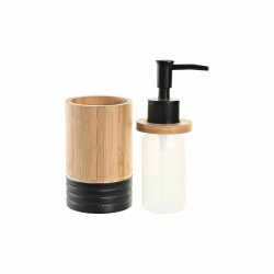 Dispensador de Jabón DKD Home Decor Negro Natural Bambú Polipropileno