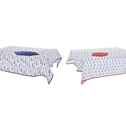 Set de mantelería DKD Home Decor 150 x 250 x 0,5 cm Rojo Azul Blanco (2 Unidades)