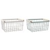 Cesta de Varilla DKD Home Decor Verde Beige Metal Pino Vintage 30,5 x 20 x 14,5 cm (2 Unidades)