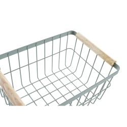 Cesta de Varilla DKD Home Decor Verde Beige Metal Pino Vintage 30,5 x 20 x 14,5 cm (2 Unidades)