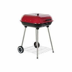 Barbacoa de Carbón con Tapa y Ruedas DKD Home Decor Rojo Negro Metal Acero 30 x 40 cm 60 x 57 x 80 cm (60 x 57 x 80 cm)