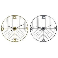 Reloj de Pared DKD Home Decor Negro Dorado Metal 60 x 3 x 60 cm Moderno (2 Unidades)