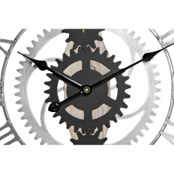 Reloj de Pared DKD Home Decor Plateado Negro MDF Hierro Engranajes Loft (60 x 4 x 60 cm)