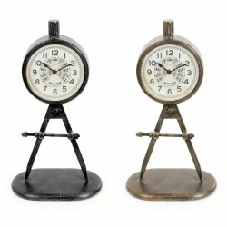 Reloj de Mesa DKD Home Decor 17 x 8 x 31 cm Negro Dorado Hierro PVC Loft (2 Unidades)