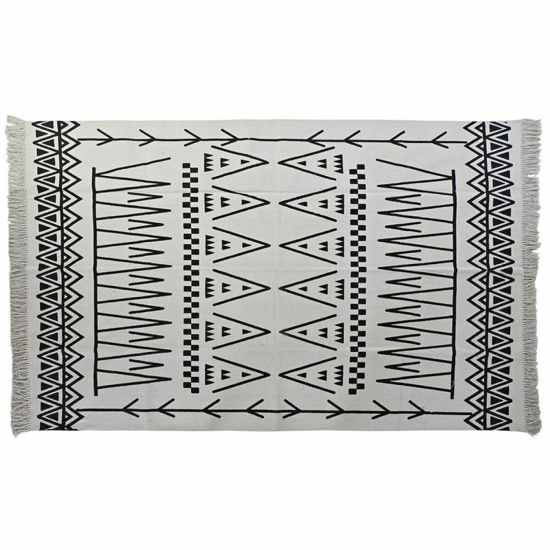 Alfombra DKD Home Decor 160 x 250 x 0,7 cm Negro Poliéster Algodón Blanco Ikat Boho