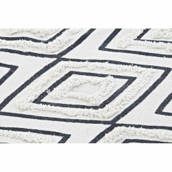 Alfombra DKD Home Decor 160 x 250 x 0,7 cm Negro Poliéster Algodón Blanco Rombos Boho