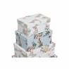 Set de Cajas Organizadoras Apilables DKD Home Decor Azul Blanco Flores Cartón (43,5 x 33,5 x 15,5 cm)