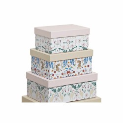 Set de Cajas Organizadoras Apilables DKD Home Decor Animales Flores Cartón (43,5 x 33,5 x 15,5 cm)