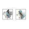 Decoración de Pared DKD Home Decor 50 x 7,6 x 50 cm Negro Gris Azul Loro Tropical (2 Unidades)