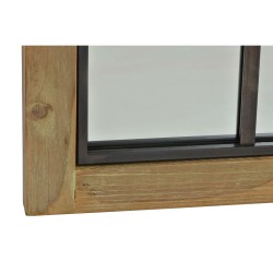 Espejo de pared DKD Home Decor Marrón Negro Metal Abedul Natural Ventana 60 x 3 x 95 cm