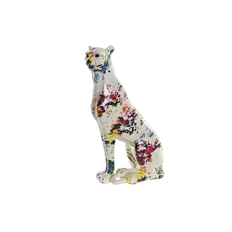 Figura Decorativa DKD Home Decor Blanco Multicolor Leopardo Moderno 16 x 8 x 25 cm