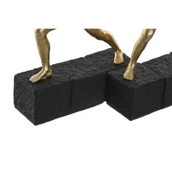 Figura Decorativa DKD Home Decor 21 x 5,5 x 25,5 cm Negro Dorado Gimnasta (2 Unidades)