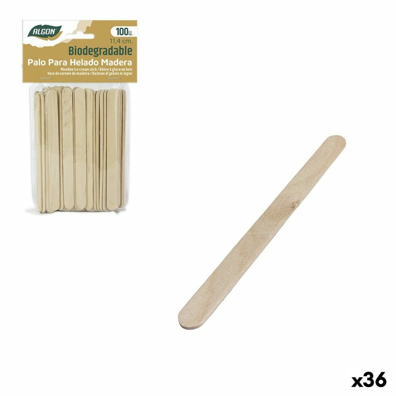 Set de palillos para helado Algon Madera 11,4 x 1 x 0,2 cm (36 Unidades)