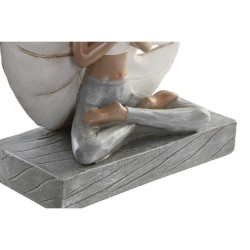 Figura Decorativa DKD Home Decor 16 x 7,5 x 21 cm Gris Blanco Yoga (2 Unidades)