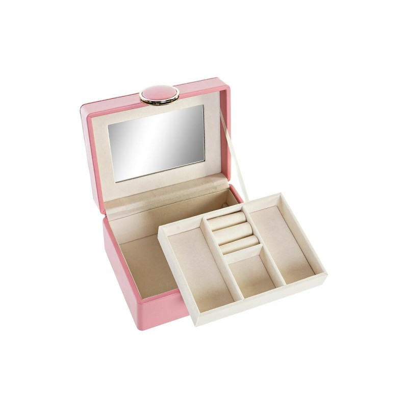 Caja-Joyero DKD Home Decor 23 x 17 x 10 cm Rosa Poliuretano Madera MDF