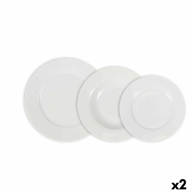 Set de Vajilla La Mediterru00e1nea Aneto Blanco Redonda 18 Piezas (2 Unidades)