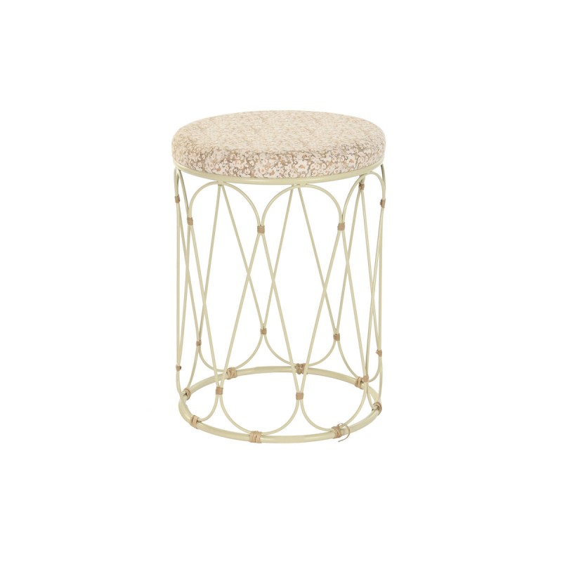 Mesa auxiliar DKD Home Decor Natural Metal Crema Ratán (35 x 35 x 49 cm)