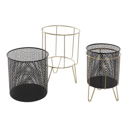 Set de Maceteros DKD Home Decor Negro Dorado Metal Loft 36 x 36 x 58 cm