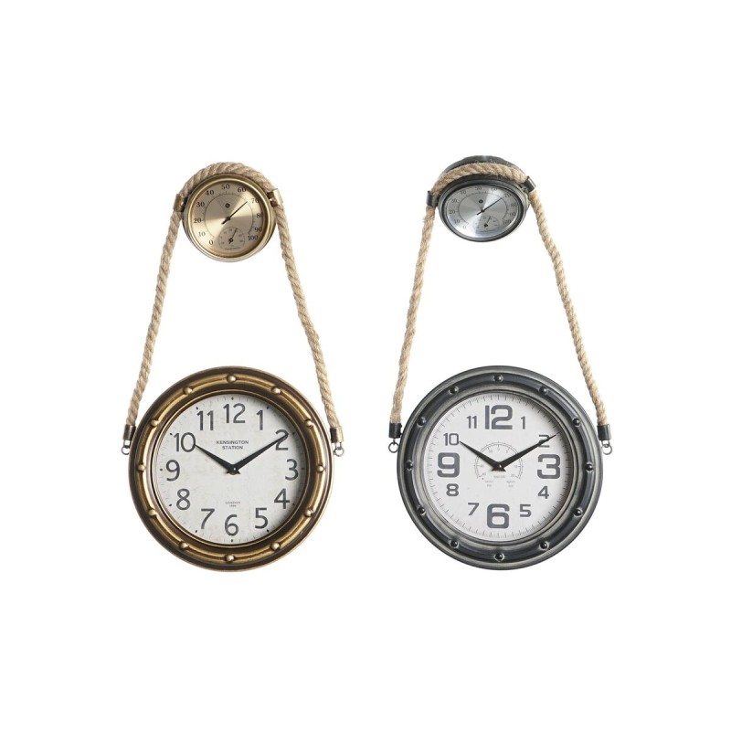 Reloj de Pared DKD Home Decor 28,5 x 8 x 50 cm Cristal Hierro Vintage (2 Unidades)