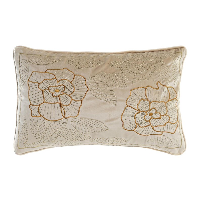 Cojín DKD Home Decor Dorado 50 x 10 x 30 cm Flores