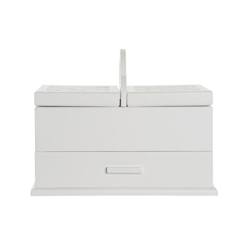 Caja-Joyero DKD Home Decor Cristal Blanco Marfil Madera MDF 30 x 17 x 24 cm