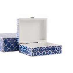 Caja-Joyero DKD Home Decor Azul Azul marino Madera 24 x 20 x 8 cm (2 Unidades)