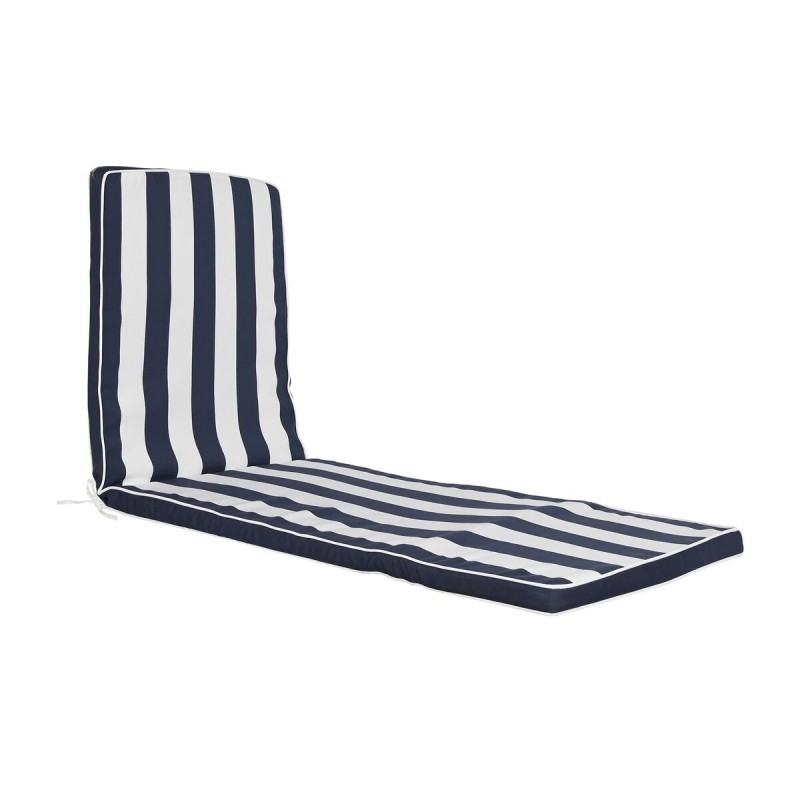 Cojín para Tumbona DKD Home Decor Hamaca Blanco Azul marino 190 x 60 x 5 cm