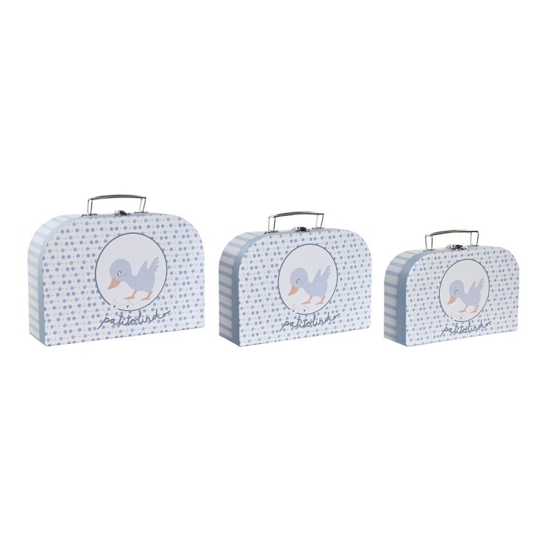 Juego de Cajas Decorativas DKD Home Decor 28 x 9,5 x 20 cm Azul Metal Multicolor Cartón