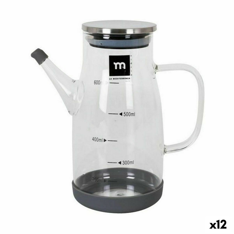 Aceitera La Mediterru00e1nea Acero Inoxidable Vidrio de Borosilicato 600 ml (12 Unidades)