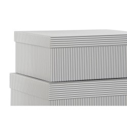 Set de Cajas Organizadoras Apilables DKD Home Decor Gris Blanco Cuadrada Cartón (43,5 x 33,5 x 15,5 cm)