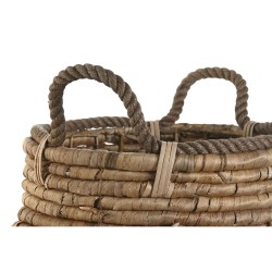 Cesta Decorativa DKD Home Decor 8 x 28 x 60 cm Metal Fibra natural