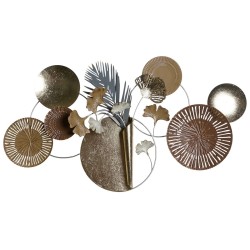 Figura Decorativa DKD Home Decor 90 x 8,3 x 49 cm Gris Dorado Cobre Círculos