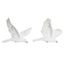 Figura Decorativa DKD Home Decor 28 x 4,5 x 23 cm Blanco Romántico (2 Unidades)