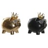 Figura Decorativa DKD Home Decor 13,5 x 11 x 14 cm Negro Dorado Cerdo (2 Unidades)