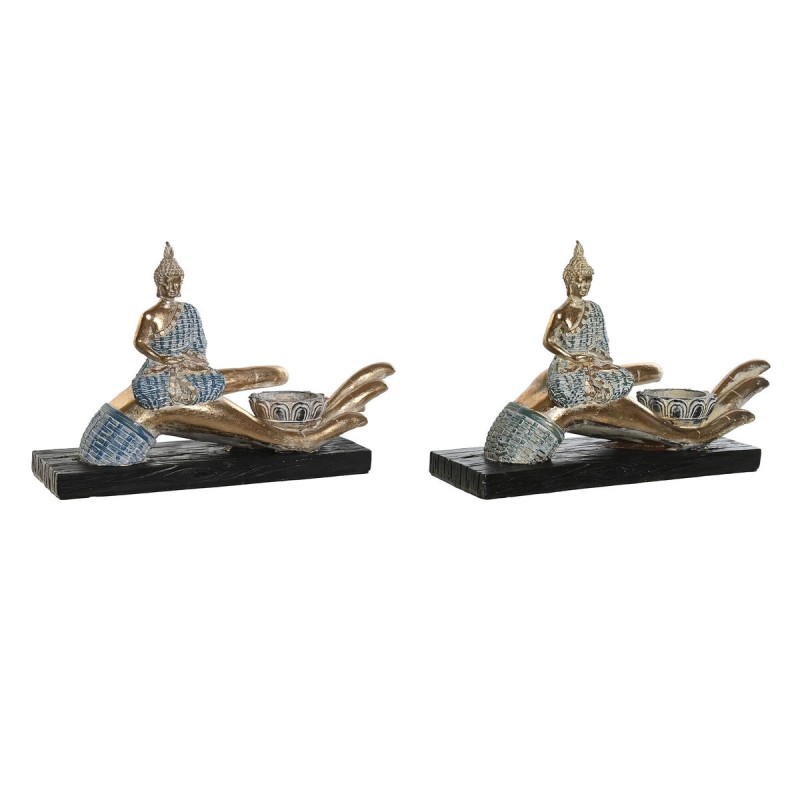 Figura Decorativa DKD Home Decor 25,7 x 8 x 16 cm Azul Buda Turquesa Oriental Decapé (2 Unidades)