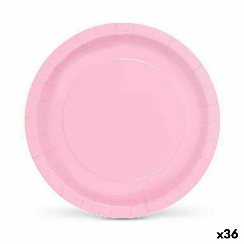 Set de Platos Algon Desechables Cartu00f3n 20 cm Rosa 10 Piezas (36 Unidades)