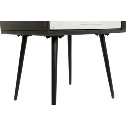 Mesita de Noche DKD Home Decor 45 x 38 x 50 cm Negro Metal Blanco Madera de mango Wengue