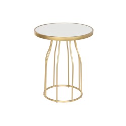 Mesa auxiliar DKD Home Decor Blanco Dorado Metal Pizarra 49 x 49 x 60,5 cm