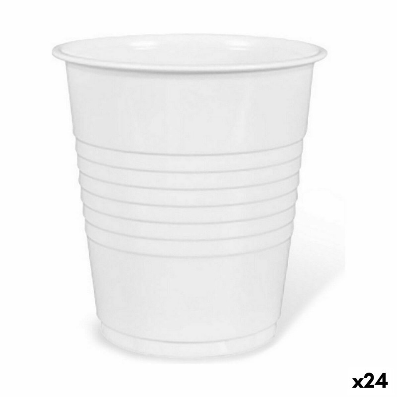 Set de vasos reutilizables Algon Cafu00e9 Blanco Plu00e1stico 25 Piezas 100 ml (24 Unidades)