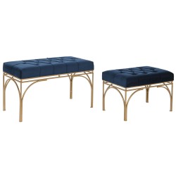 Banqueta DKD Home Decor Azul Dorado Metal 80 x 40 x 48 cm (2 Unidades)