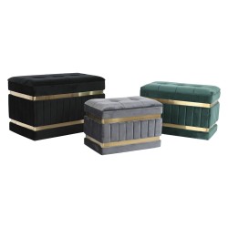 Banqueta DKD Home Decor Negro Dorado Verde Gris oscuro Madera MDF 70 x 40 x 43 cm